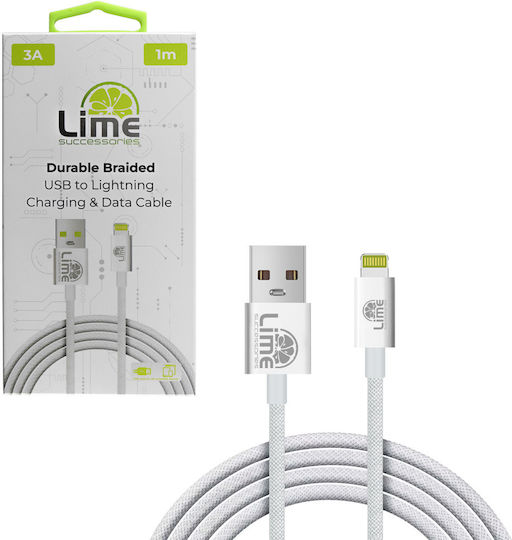 Lime Braided USB-A to Lightning Cable 15W Green 1m