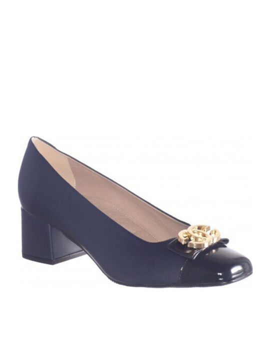 Trace Leather Blue Medium Heels