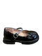 Kids Anatomic Leather Ballerinas with Adjustable Metal Clasp Black
