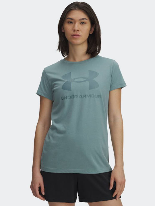 Under Armour Logo Ss Damen Sport Bluse Blau