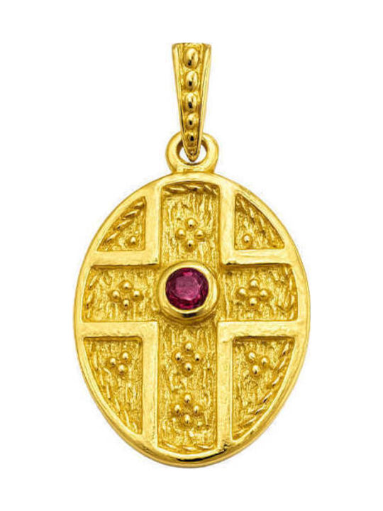 Pendant Kids Talisman Double Sided Konstantinato made of Gold 9K 329Παν-R