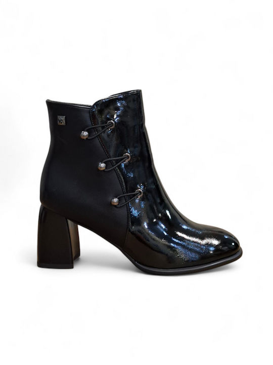 Stiefeletten Damen aus Lackleder Schwarz