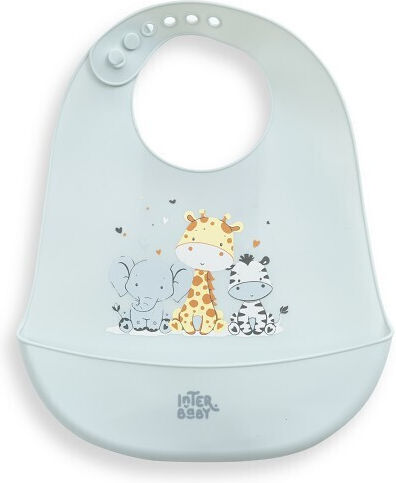 Interbaby Αδιάβροχη Σαλιάρα Σιλικόνης Blue για 6 m+