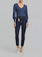 High Waist Women's Jean Trousers in Slim Fit Blue