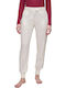 Women's Fabric Trousers with Elastic Striped White