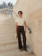 Women's Jean Trousers Flared Brown