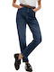 Hoch tailliert Damenjeans in Mom-Passform Deep Indigo Denim
