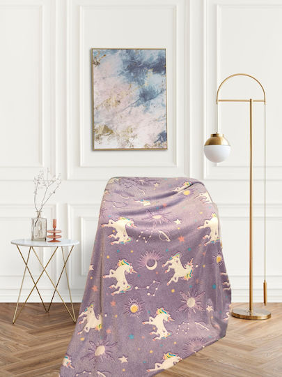 Blanket Fleece Glowing Fluorescent Purple 200x150cm