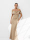 Maxi Damenkleid für Hochzeit - Taufe Beiges