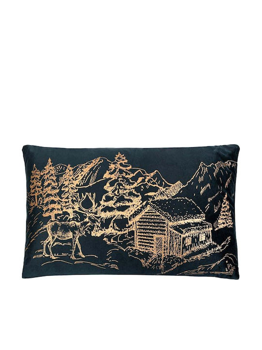 Fylliana Christmas Decorative Pillow Rectangular Blue 30x50cm