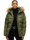 Fuji Γυναικείο Puffer Μπουφάν για Χειμώνα Beetle Green