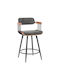 Stool Bar with Backrest Metallic Cameo Black-walnut Anthracite 53x50x93cm
