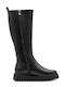 Synthetic Leather Women's Boots with Rubber / Zipper Black