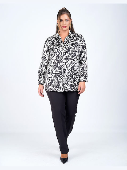 Women's Satin Long Sleeve Shirt Black