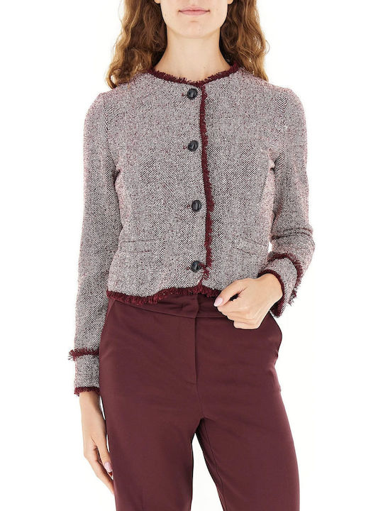 Women's Knitted Cardigan with Buttons Burgundy