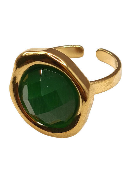 Ring with Stones made of Steel Gold Plated