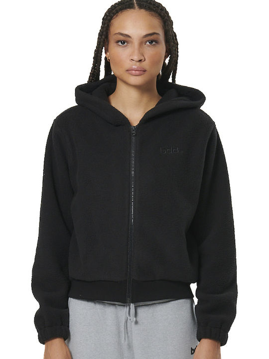 Short Women's Cardigan with Zipper Black