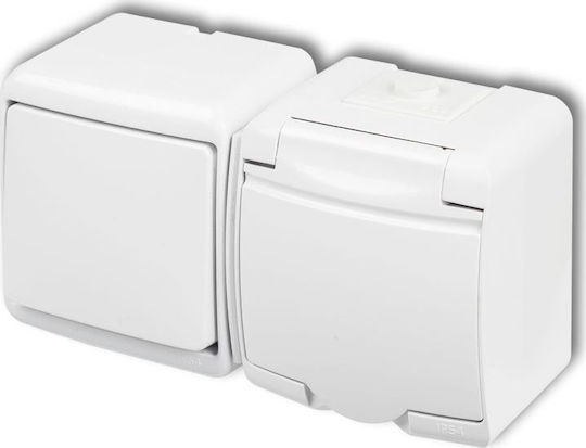 Karlik Single Power Socket Waterproof with Lid White