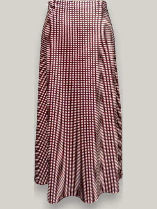 Satin Maxi Skirt Polka Dot Bordeaux