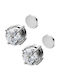 Theodora's Jewellery Мъжки Обици от Стомана с Камъни White
