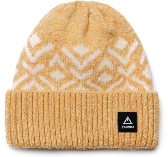 Beanie Unisex Beanie with Rib Knit in Yellow color