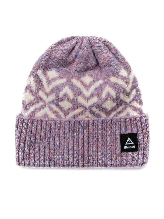 Beanie Unisex Σκούφος με Rib Πλέξη σε Λιλά χρώμα