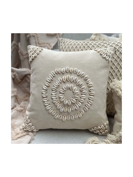 Aberto Design Decorative Pillow Case Den 100% Cotton Beige 43x43cm