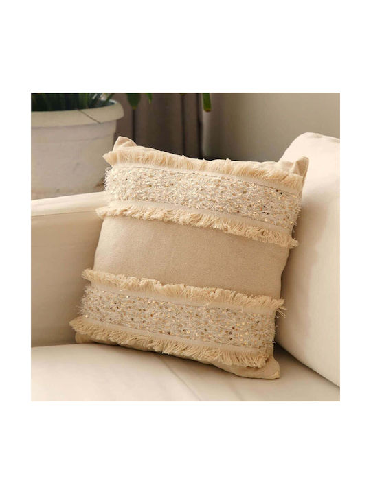 Aberto Design Decorative Pillow Case Ket 100% Cotton Beige 43x43cm