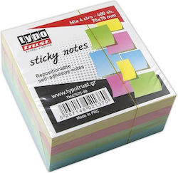 Bilețele Autocolante Blocnotes Colorate Pastel Typotrust 400 Foi 75x75mm Tm47575-99