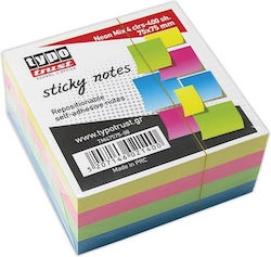 Neon Colored Sticky Memo Pads Typotrust 400 Sheets 75x75mm Tm47575-98