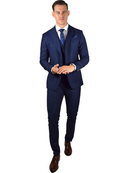 Men's Suit with Vest Blue