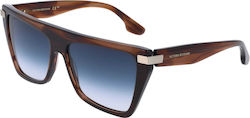 Victoria Beckham Sunglasses Brown with Acetate Frame & Blue Lens