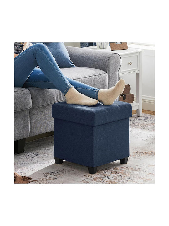 Stool For Living Room With Storage Space Upholstered with Fabric Blue 38x38x40cm