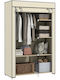 HomCom Fabric Wardrobe with Zipper and Shelves in Beige Color 103x43x162.5cm