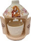 Ceramic Vigil Oil Lamp Nativity Ceramic Vigil Oil Lamp Two-Tone Beige Brown Vigil Oil Lamp Dimensions Diameter × Height 12 × 15 Cm