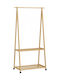 HomCom Rollbar Kleiderständer aus Bambus Beige