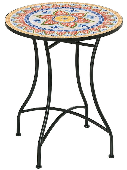 Auxiliary Outdoor Free Standing Metal Table Red+blue+white 60x60xcm