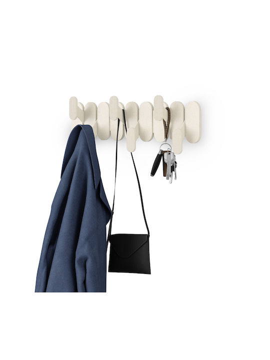 Umbra Plastic Wall Hanger 6 Hooks Beige 47x16x6cm