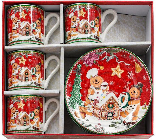 Fylliana Gingerbread Man Комплект Коледни Чаши Керамични Кафяв Коледни Чаши Керамични Кафяв Д6xШ5.5см. 4бр