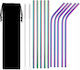 10x Rainbow Metal Straws Eco Reusable