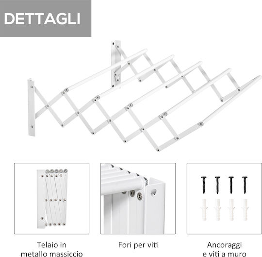 HomCom Πτυσσόμενη Απλώστρα Τοίχου Μεταλλική 63.5x60cm