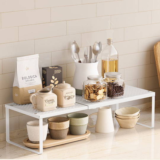 Songmics Tabletop Inox Rack 38x23x15.3cm White
