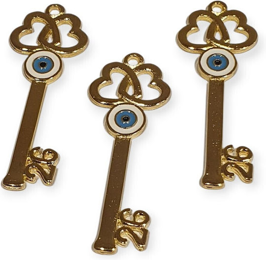 Metallic Golden Enamel Evil Eye Charms 2026 Keys 3pcs