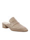 Leather Mules with Heel in Beige Color