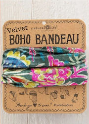Haarband Natural Life Boho Velvet Grünes Blumen...