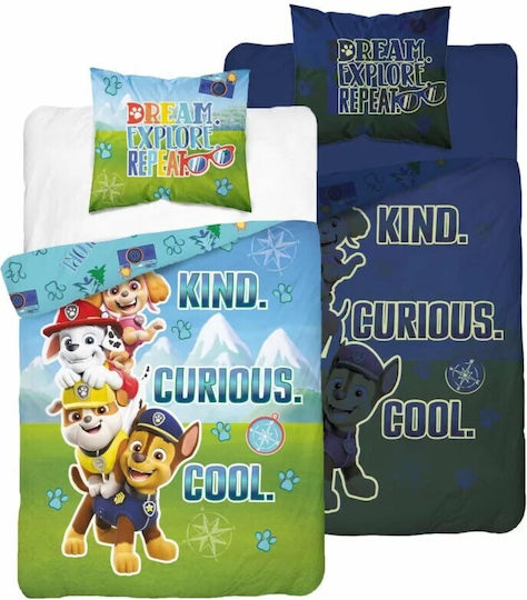 Detexpol Set Kids Duvet Cover Single with Pillowcase Cotton Fluorescent 160x200cm