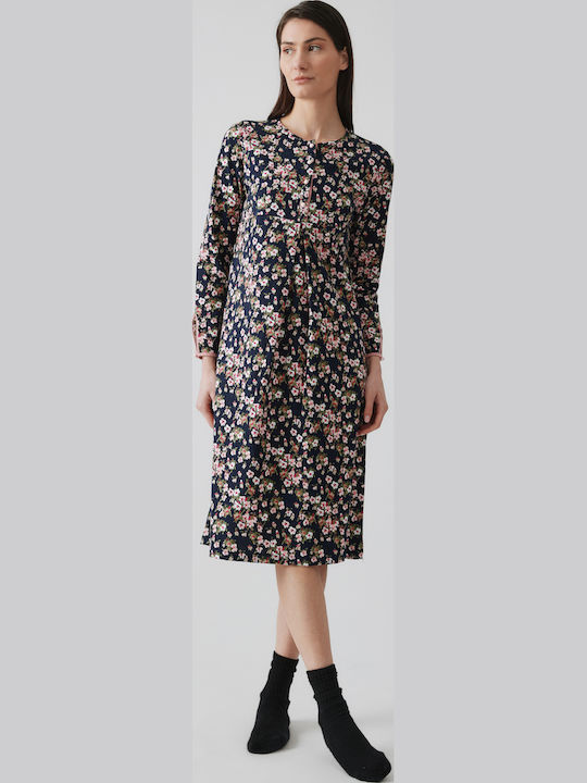 Minerva Χειμερινό Βαμβακερό Γυναικείο Νυχτικό Marin Fleur Floral
