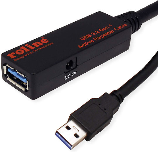 Roline USB 2.0 Cable USB-A male - USB-A female Μαύρο 15m 12.04.1071-5