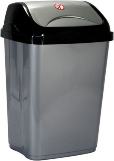 Plastic Waste Bin with Floating Lid Silver 16L