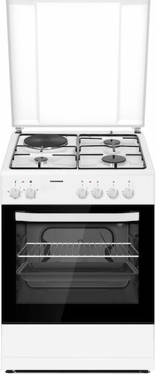 Heinner Aragaz 62lt cu Plite pe Gaz Lichefiat & Electricitate L60cm. Albă